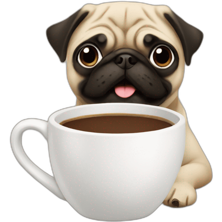 pug drinking coffee from a mug emoji