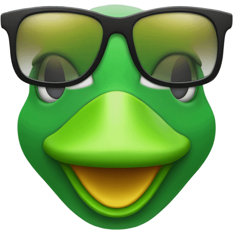 Green duck smiling with sunglasses emoji