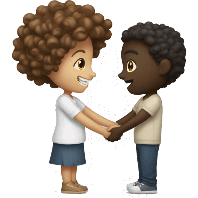 can you do a dark skinned boy with a white skinned brown curly haired girl hugging or holding hands emoji