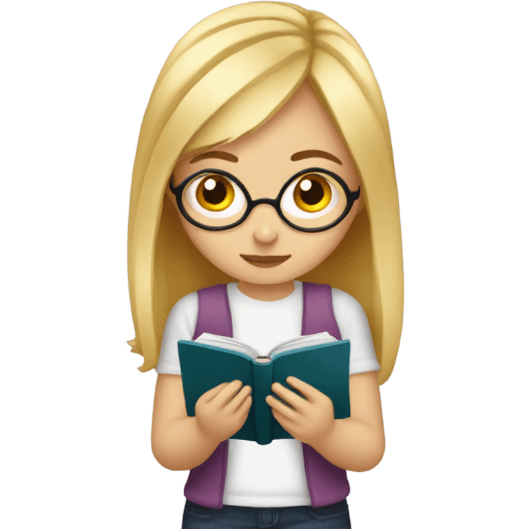 Blonde girl reading on kindle emoji