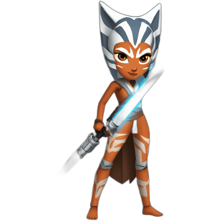 Hot Ahsoka Tano (full body, horns) white lightsaber emoji