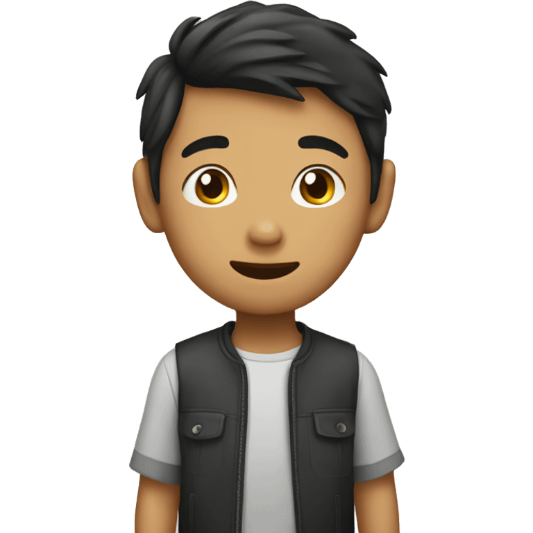 Asian boy with Edgar horsey emoji