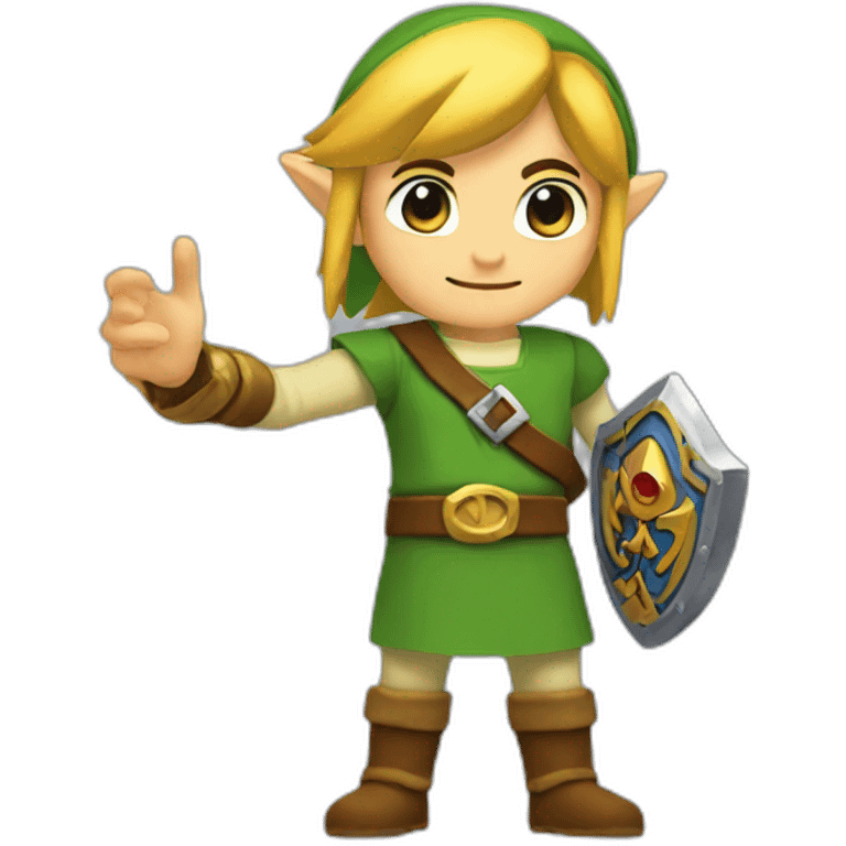 link zelda with a hand up emoji