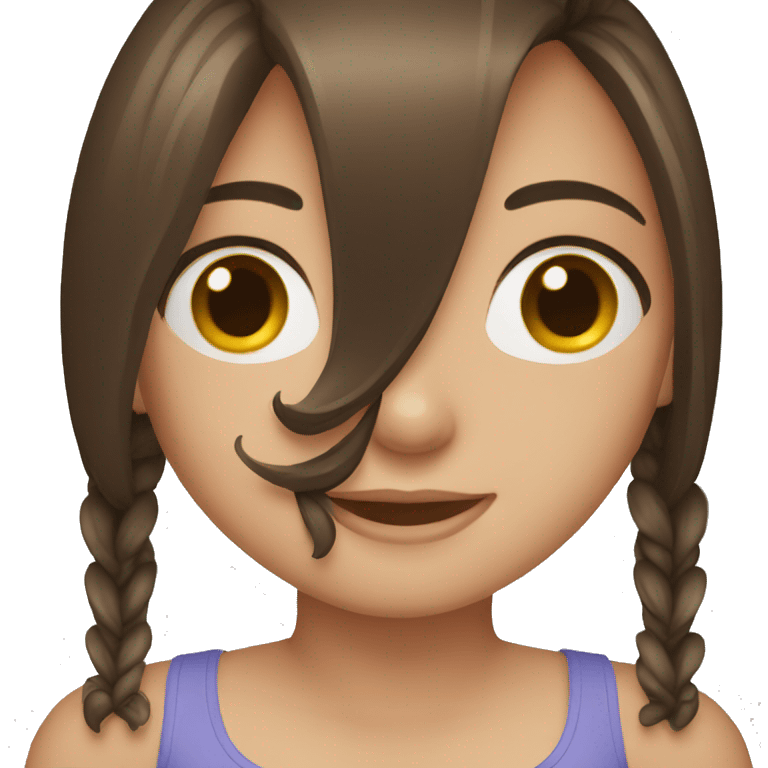 a brunette girl with brackets emoji