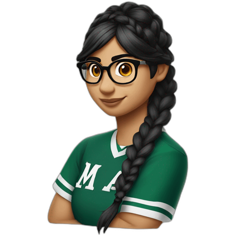 Mia Khalifa slytherin baseball tshirt braid emoji