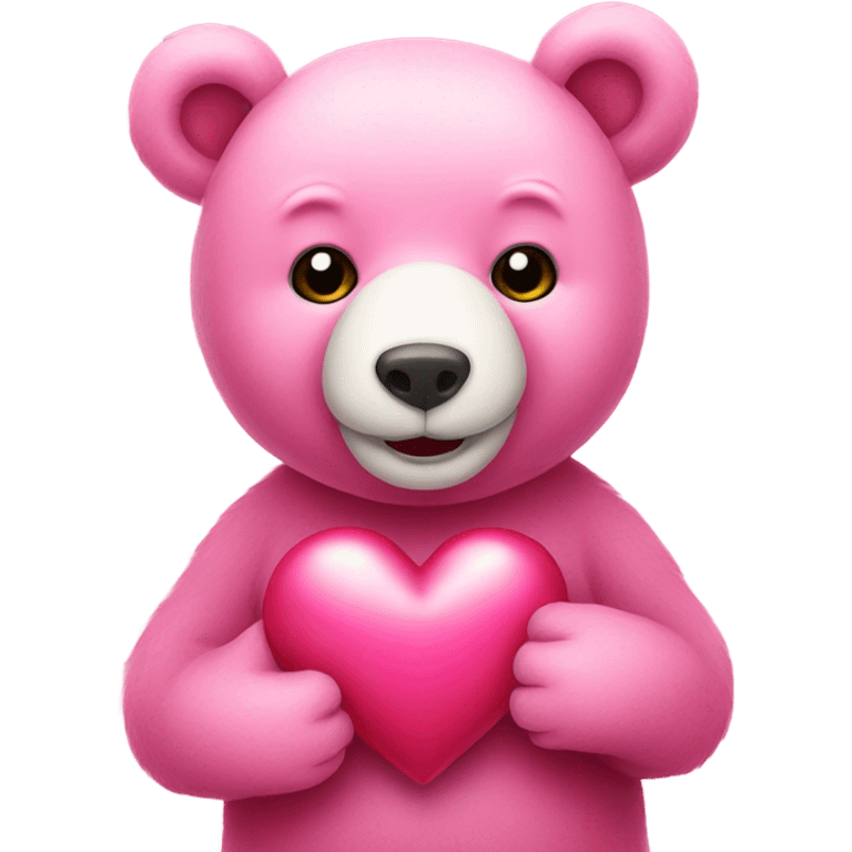 pink bear holding heart  emoji