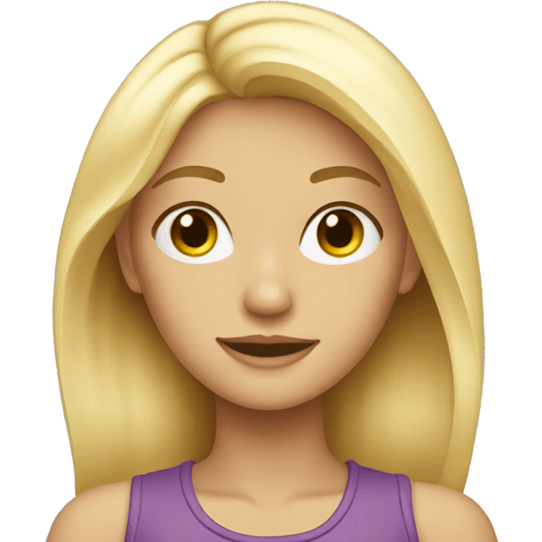 Blonde girl with a brand emoji