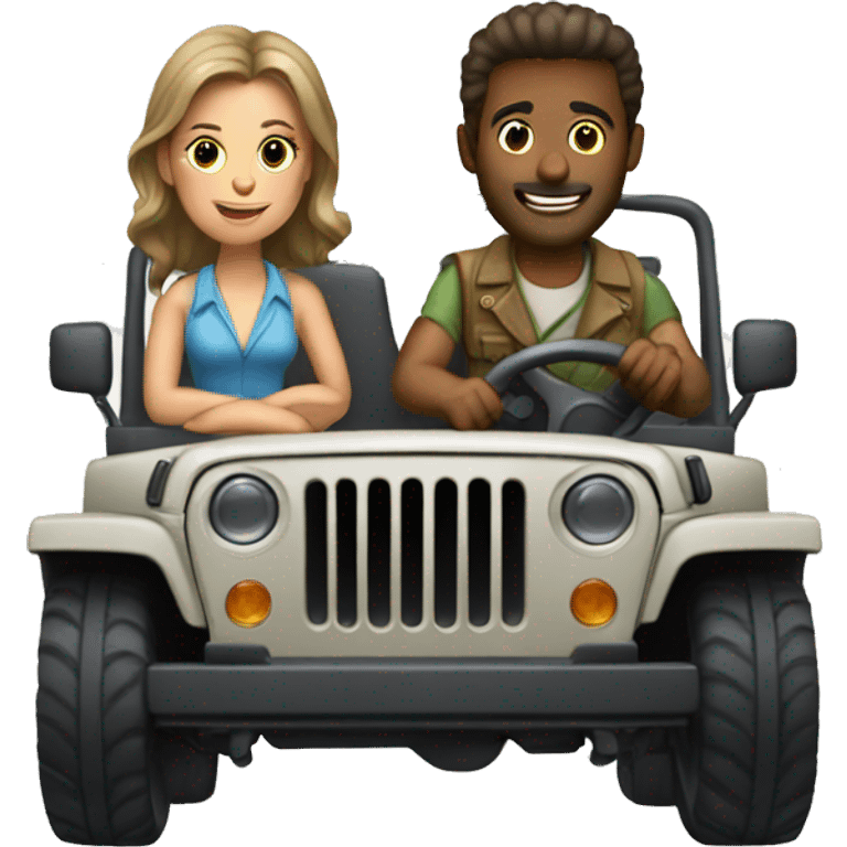 A man and a woman driving a jeep emoji