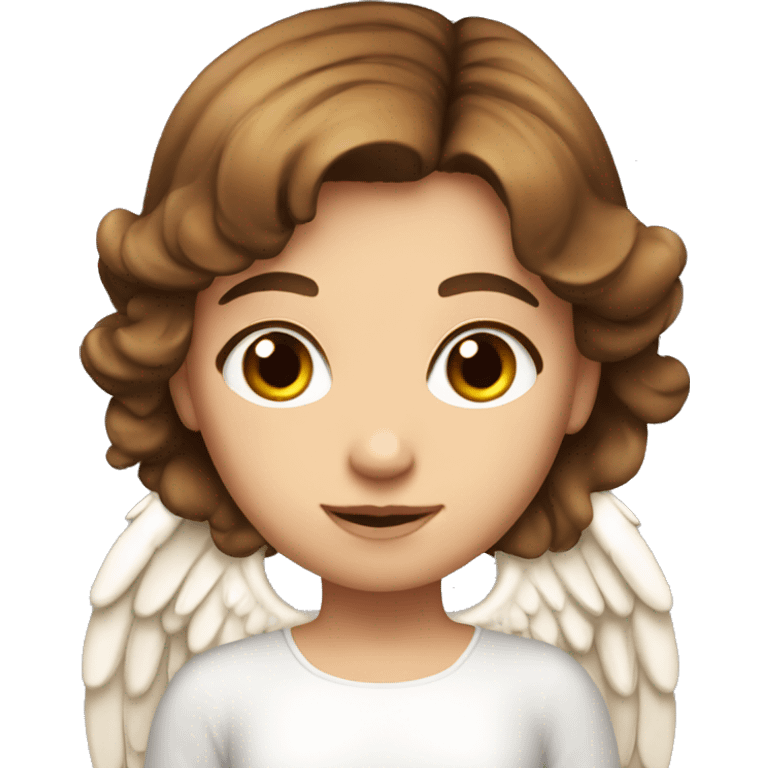 A pretty girl with brown hair and angel wings  emoji