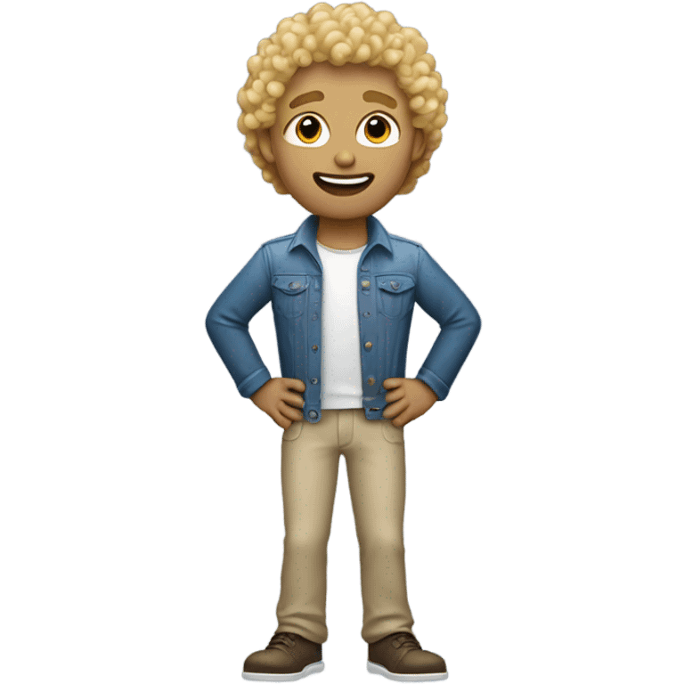 blond curly hair man standing with arms out emoji