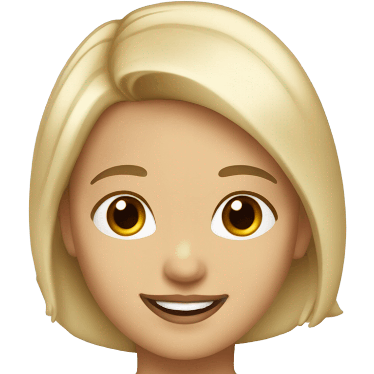 smiling girl with blonde hair brown eyes and red lipstick emoji