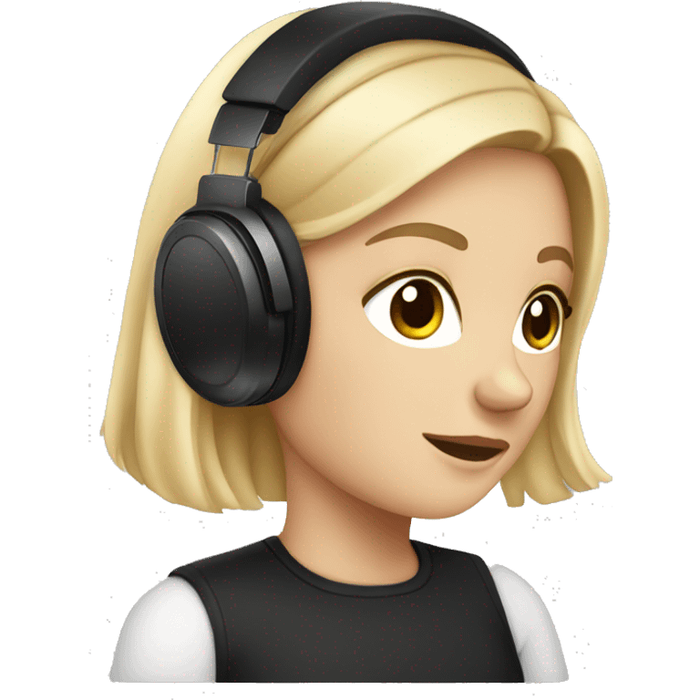 white girl in a black headphones  emoji