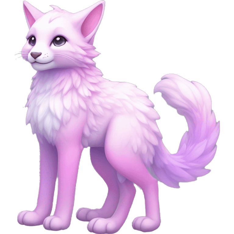 Kawaii colorful bright light pastel lilac-pink-white-gradient fantasy ethereal anthro fursona animal creature emoji