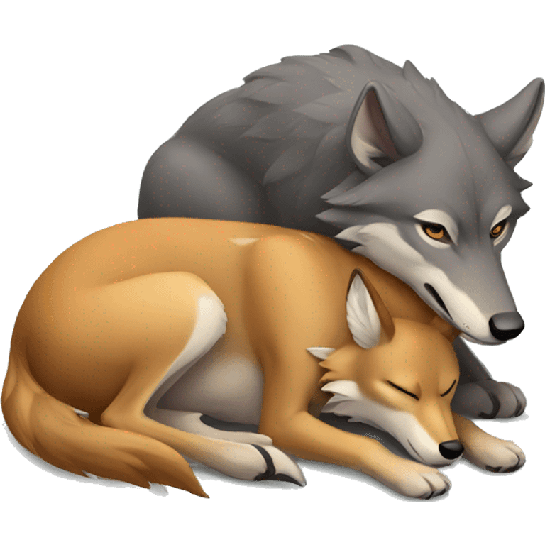 A wolf protecting a sleeping deer  emoji