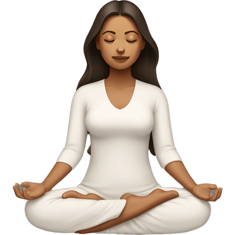 spiritual awakening woman with dark brown hair meditating  emoji