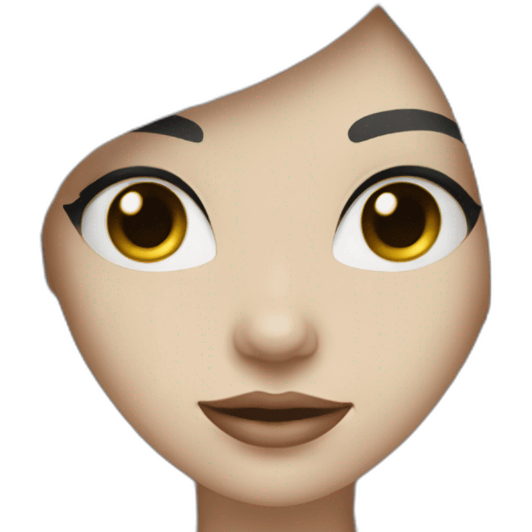 White skin girl with black hair and eyes with white jeans and black top emoji