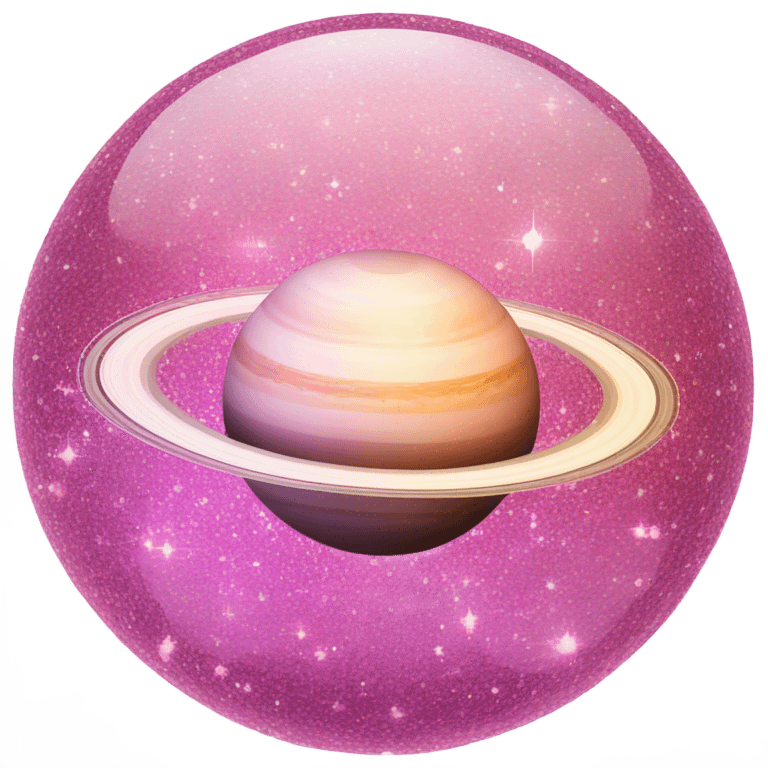 Pink crystallized Saturn with glitter emoji