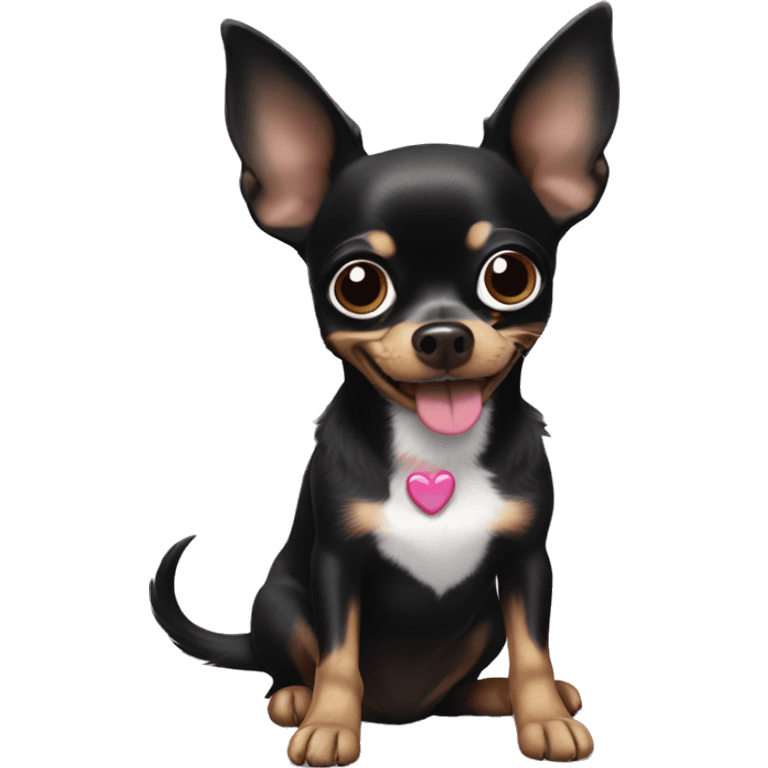 Black chihuahua with Minnie Mouse ears emoji