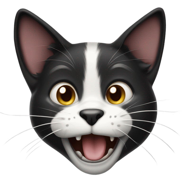 Black and white cat meowing emoji