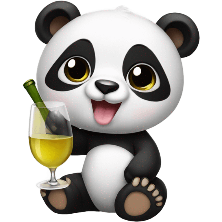 Baby panda drinking white wine emoji