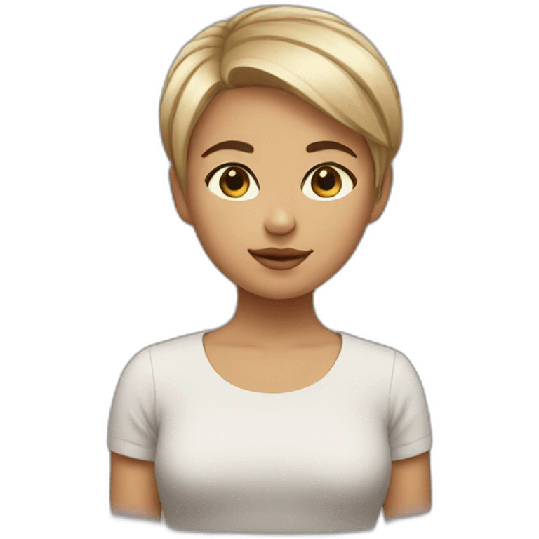 short hair girl that looks calm emoji