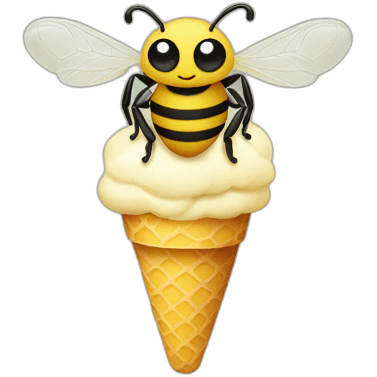 A bee in the shape of an ice cream emoji