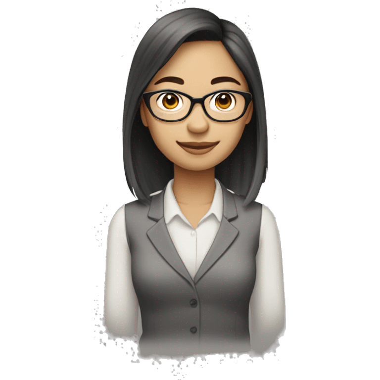 27-year-old female, works in an office job (accountant), introverted, wears glasses, and is of East Asian descent. emoji