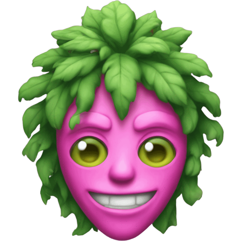 Green man with alien anteni and pink tank top emoji