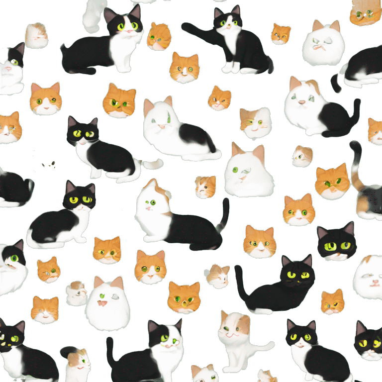 tuxedo cat green eyes and orange cat emoji