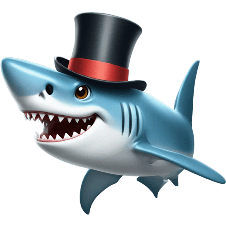 Shark with a top hat sticking tongue out  emoji