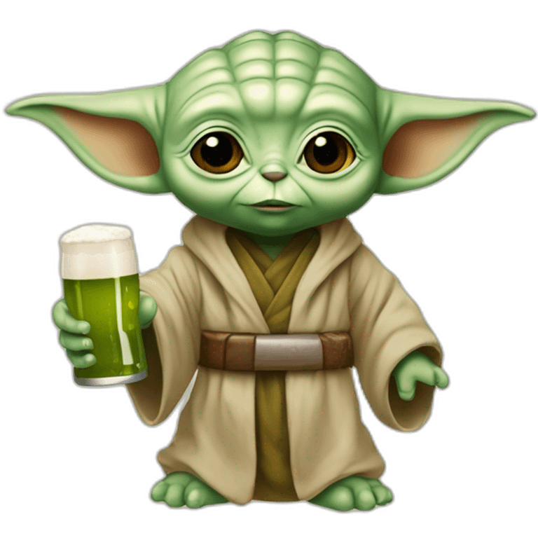 Bébé Yoda boit une bière emoji