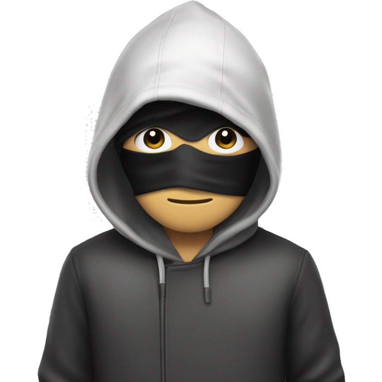 A thief wearing eye masks and holding bag at his back, his clothe have black and white line emoji