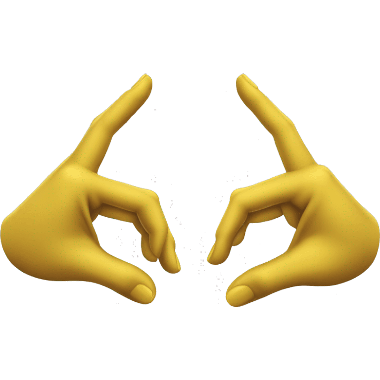 a right and left yellow hands making an XO sign with the left thumb touching the right thumb and both index fingers crossing emoji