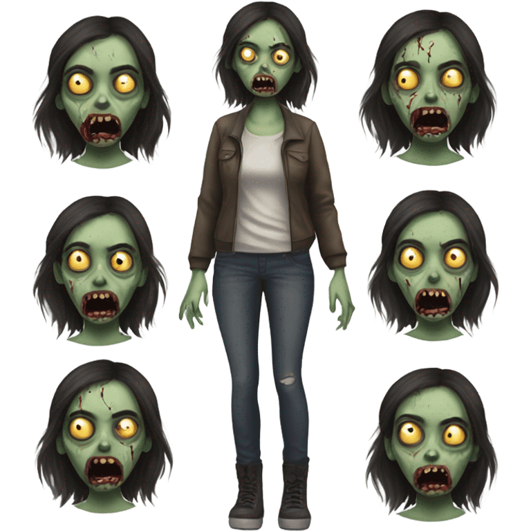 Brunette zombie girl in horror zombie  emoji