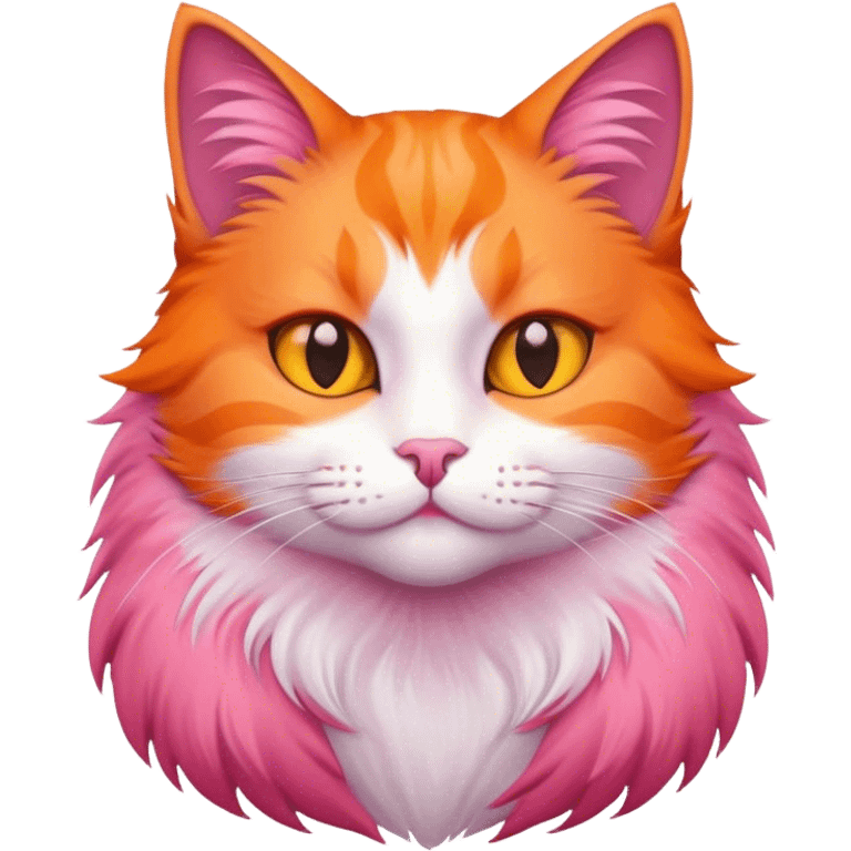 Lesbian cat pink orange  emoji