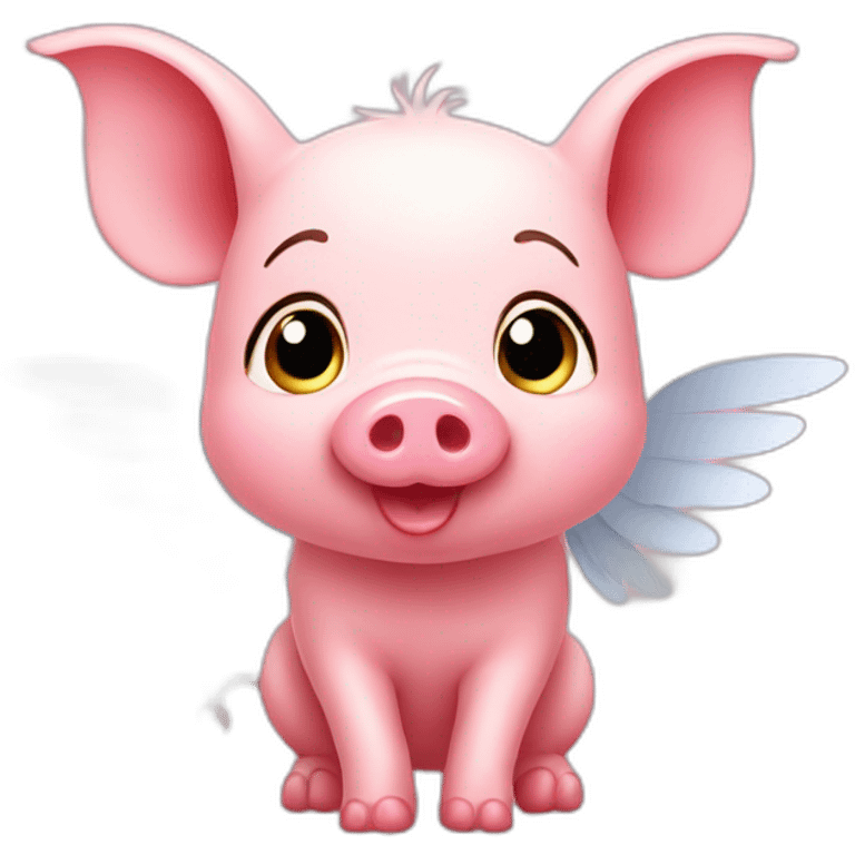 Cute piglet with wings emoji