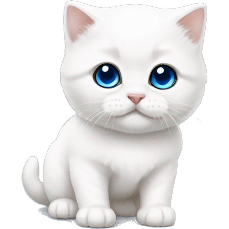 Please make a emoji of a white Scottish fold kitten with blue eyes that looks shy emoji