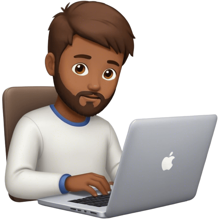 Boy with brown hair and beard and laptop emoji