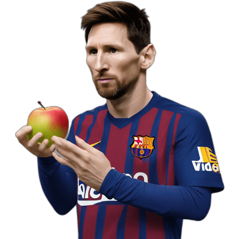 lionel messi eating apple with your hands emoji