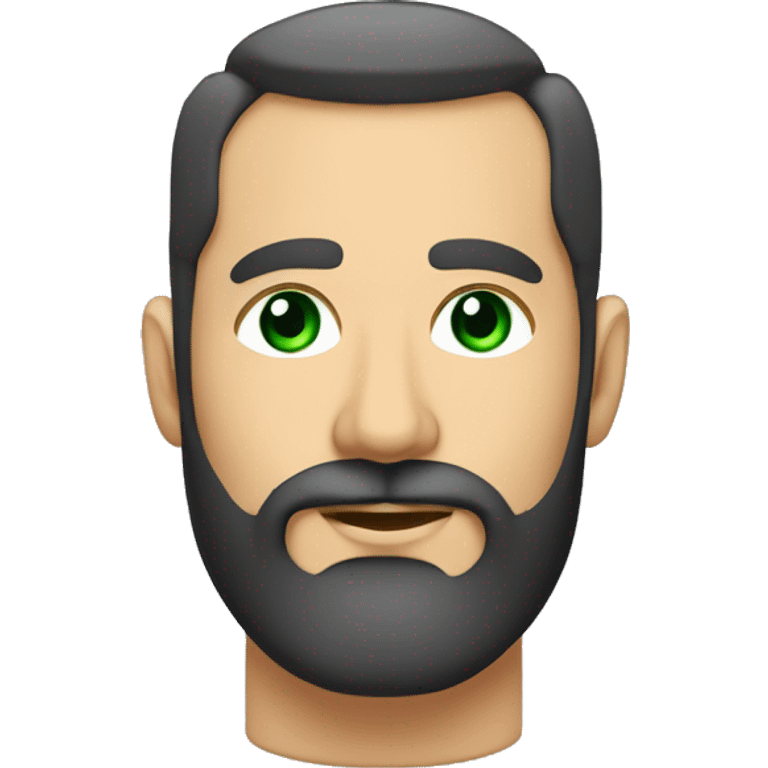 un rostro de barba corta, pelo y barba color negro, ojos verdes, guiñando el ojo derecho emoji