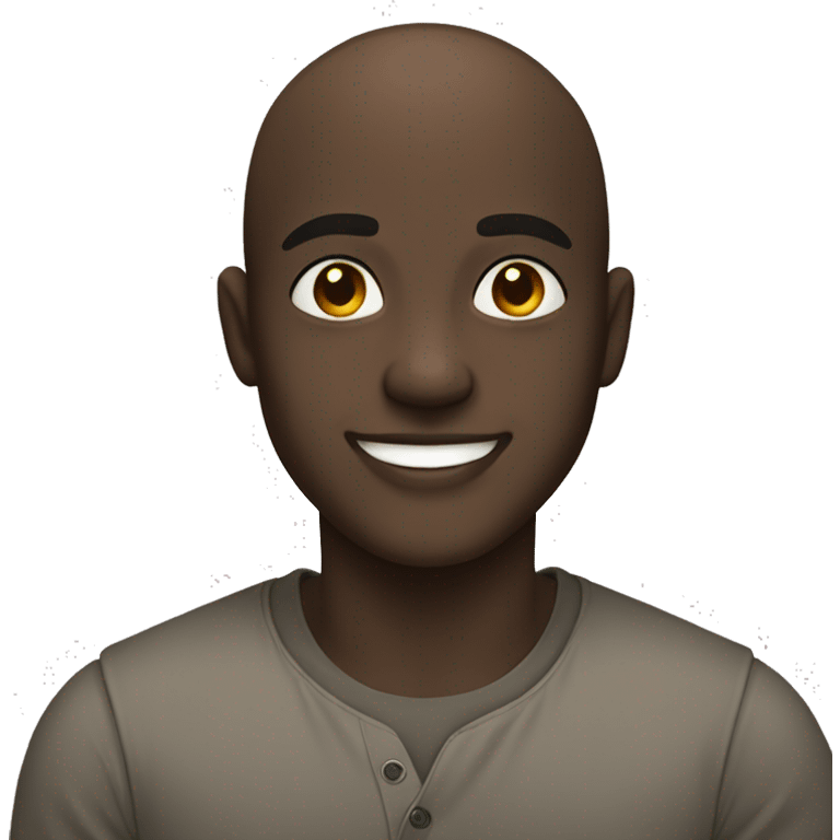 A smiling young man, bald, dark skin, Instagram style emoji emojis emoji