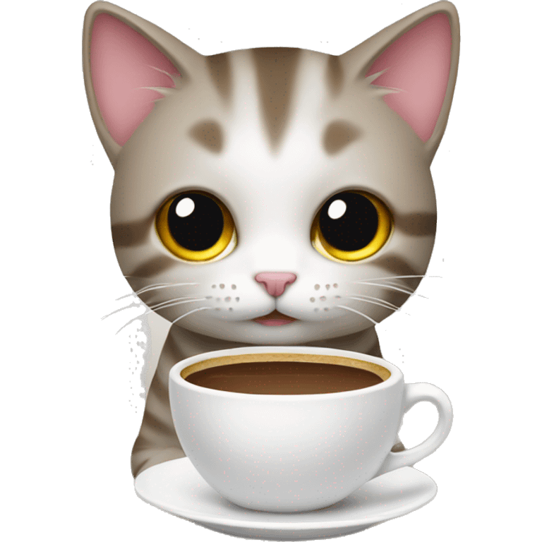 Mini cat with coffee emoji