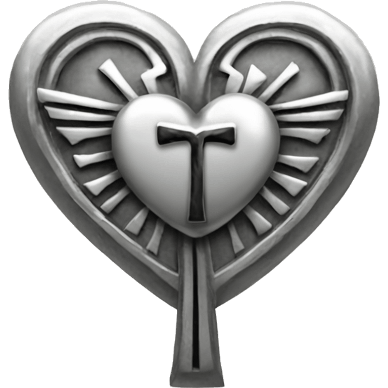 Silver heart shape with ankh in the center emoji