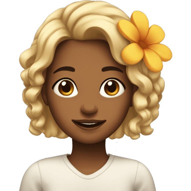 teen girl with a flower in her hair emoji