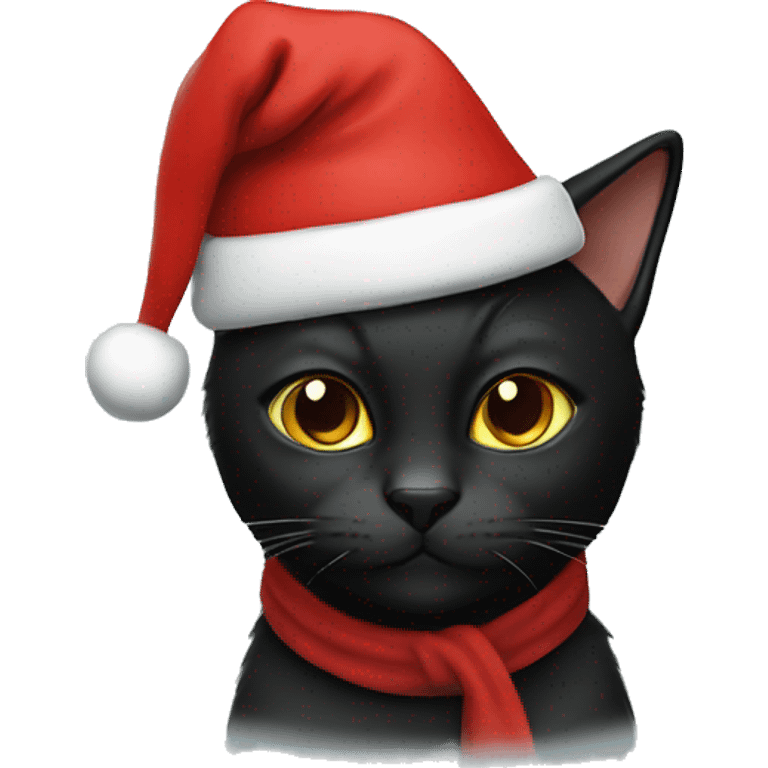 Black cat with Santa hat emoji