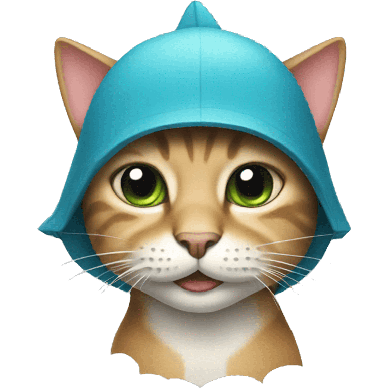 cat with shark hat emoji