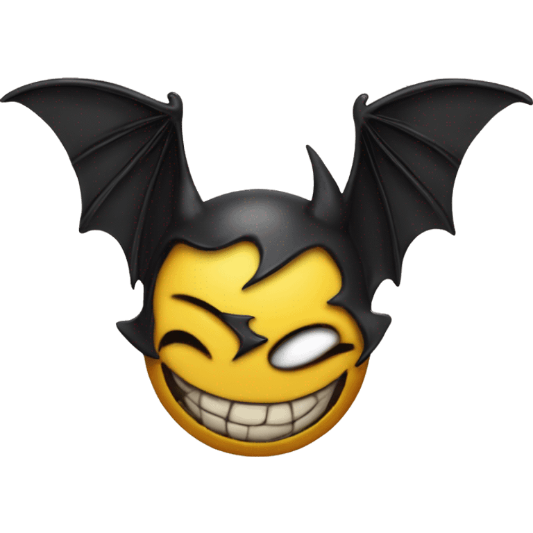 yello smily face with bat wings and tattoo emoji