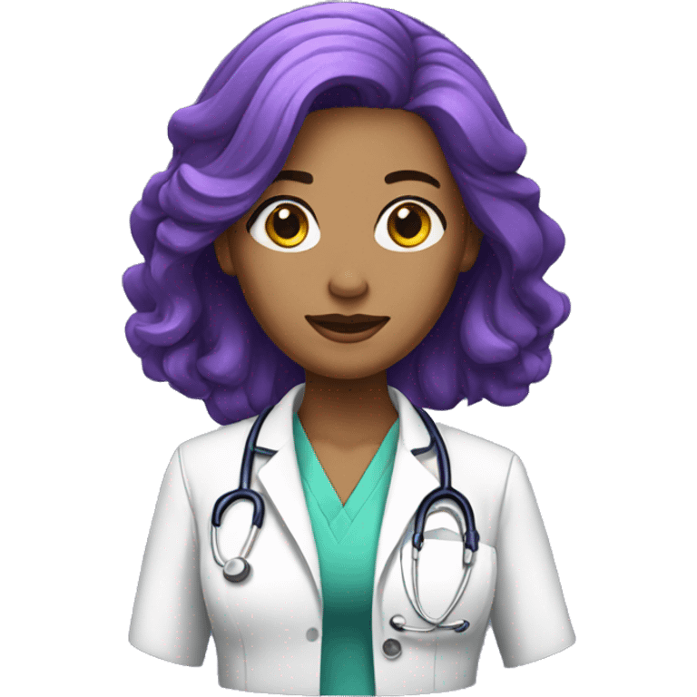 purple hair woman doctor  emoji