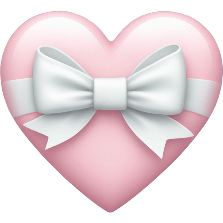 Pastel pink heart with white bow emoji