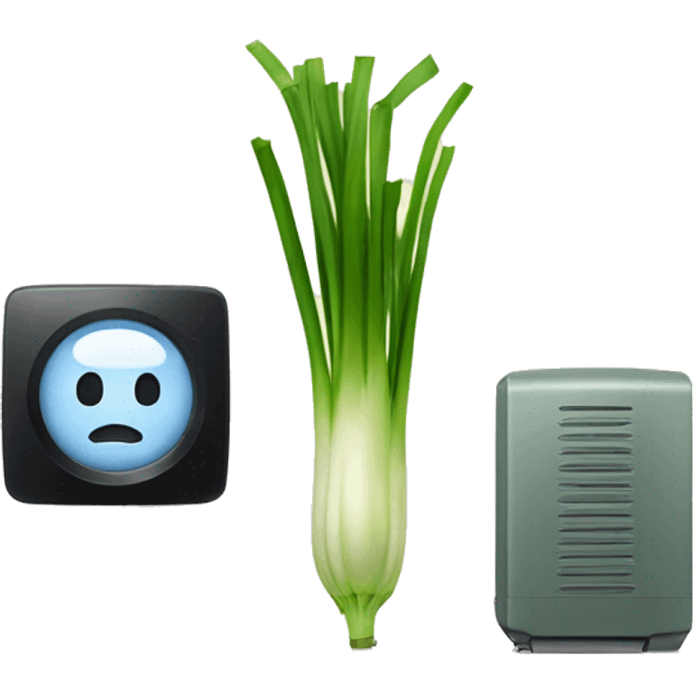 Leek next to electrical device emoji